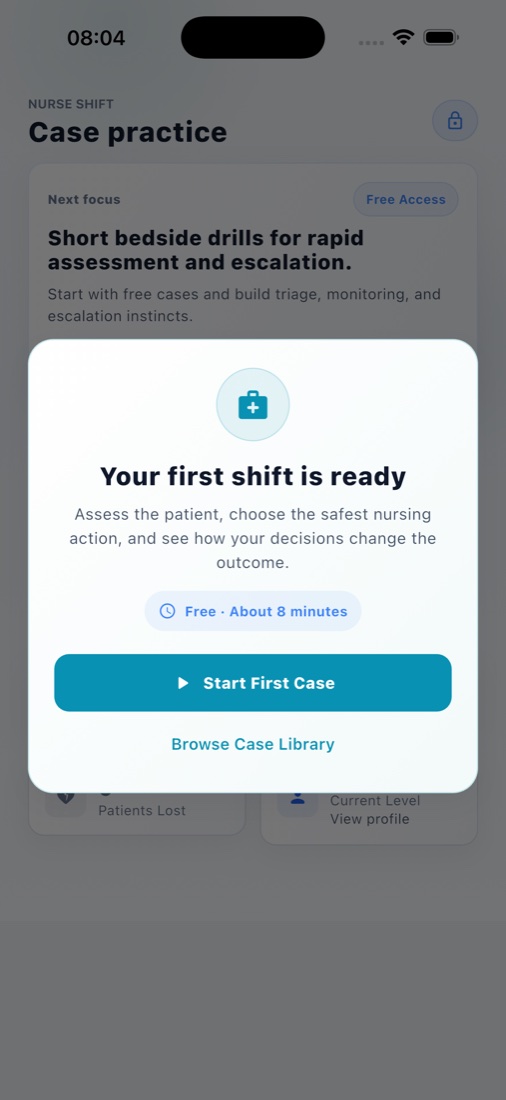 Nurse Shift free first clinical case on iPhone